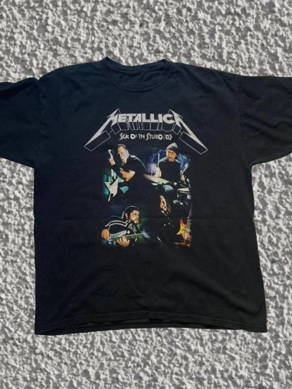Metallica Sick of The Studio Tour Rock Band Faded T-shirt